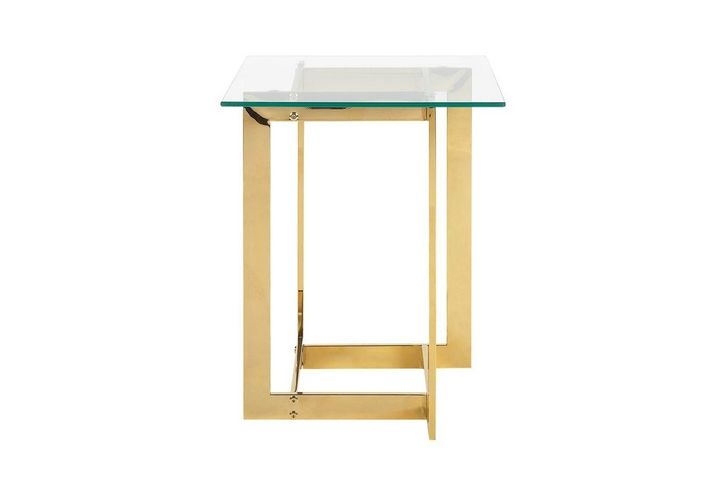 Crea Glass Side Table, Brass | Vivense London