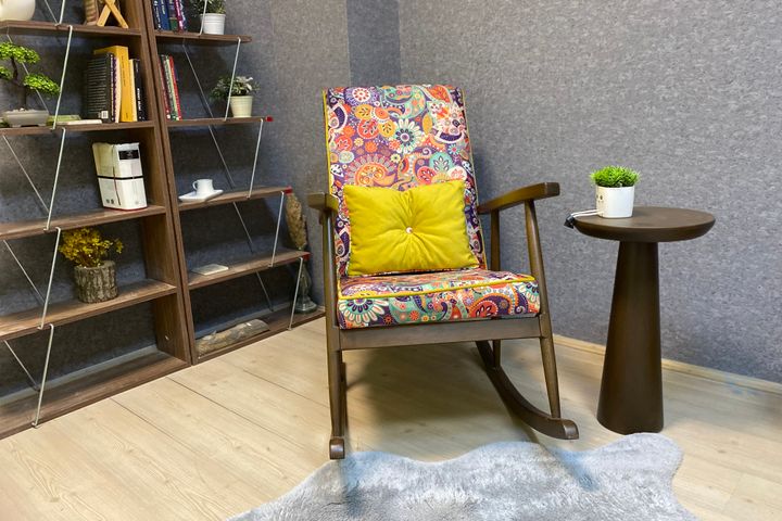 Asedia Trend Retro Schommelstoel, Veelkleurig & Walnoot