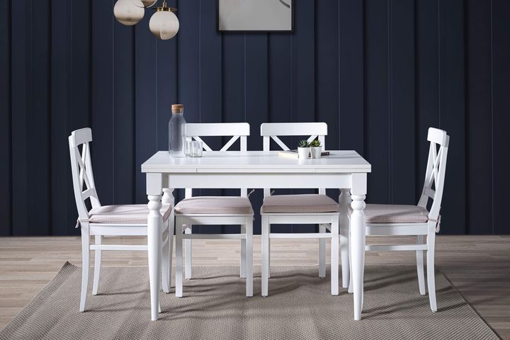 White Eettafelset, 110x70 cm, Creme