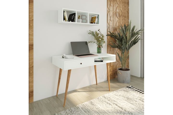 Bi̇Mossa Janus Bureau Met Planken En Laden, Wit, V5110