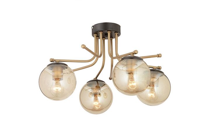 Apliqa Edin Glazen Hanglamp met 4 Lampjes, Geel