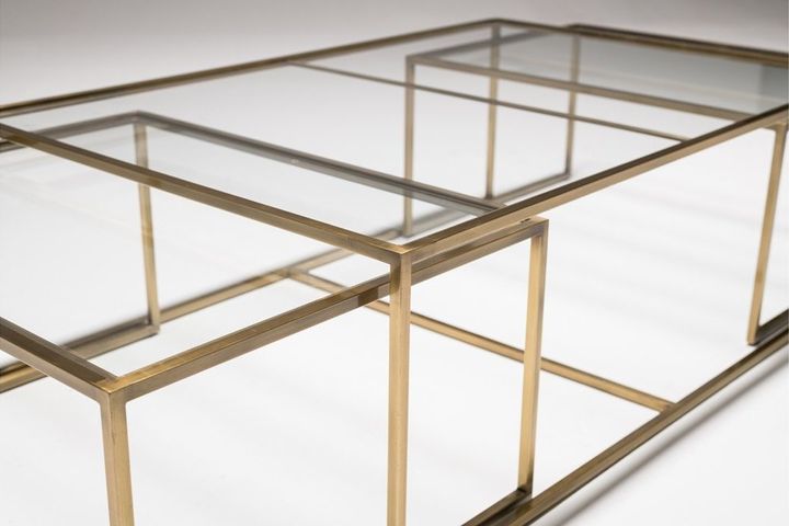 Sky Transparent Glass Coffee Table, Gold
