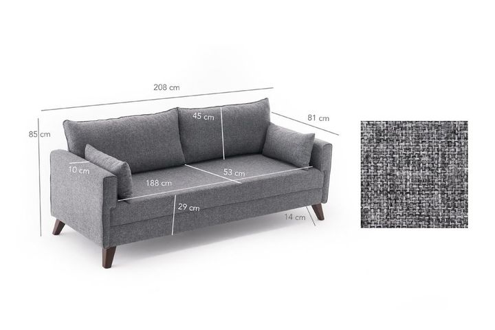Bella Soft 3-Zitsbank, Grijs