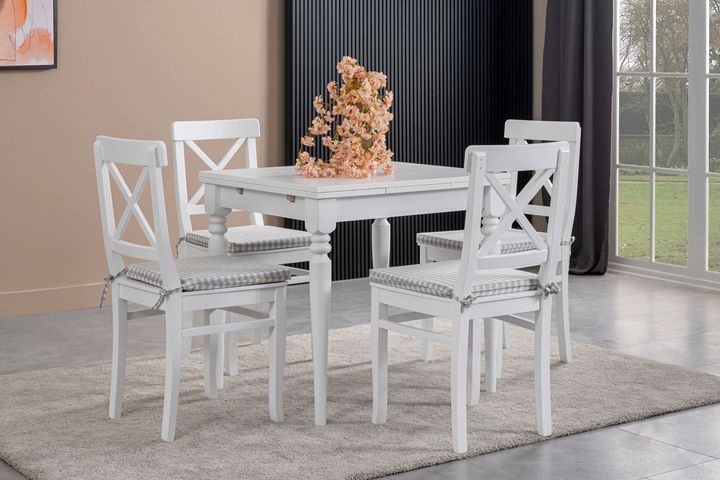 White Eettafelset, 70x80 cm, Grijs