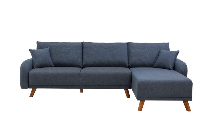 Hera Hoekbank met slaapfunctie met enkel opslagruimte, Donkerblauw