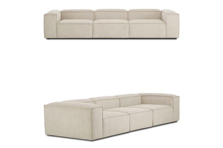 Frid Ruffelfluwelen 3-Zitsbank, Wit