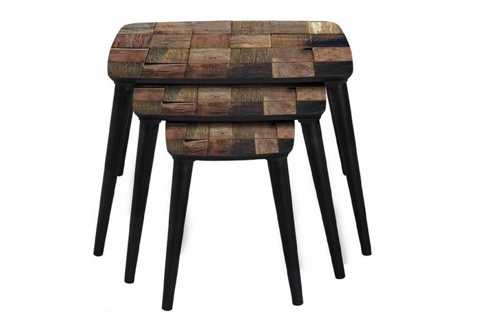 Zerenland High Gloss Bijzettafel, 3-Dlg, Bruin