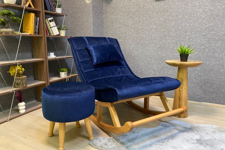 Asedia Maeve Schommelstoel, Donkerblauw & Natuurlijke Kleur