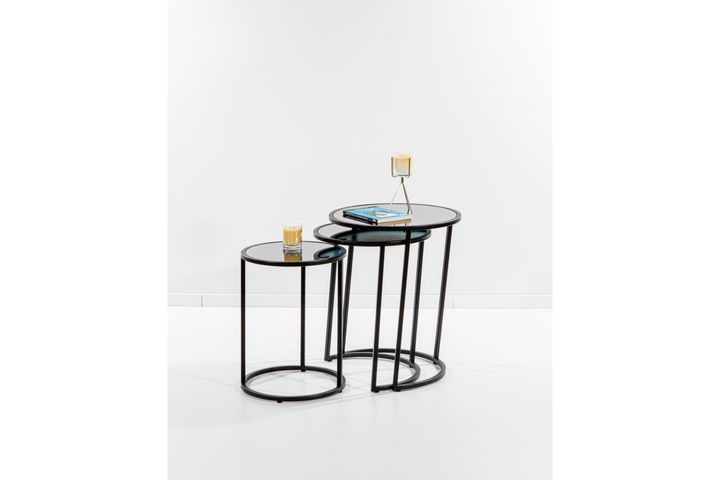 Ci̇rcles Bijzettafel-Set, Zwart, Gerookte Spiegel