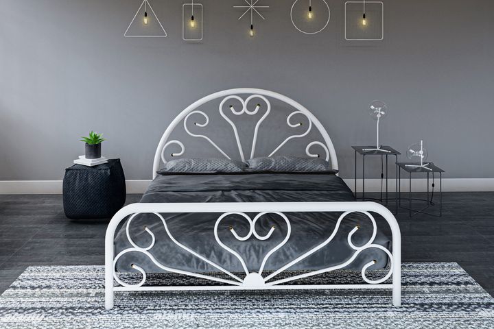 Baby Metalen Bedframe, 160x200 cm, Wit