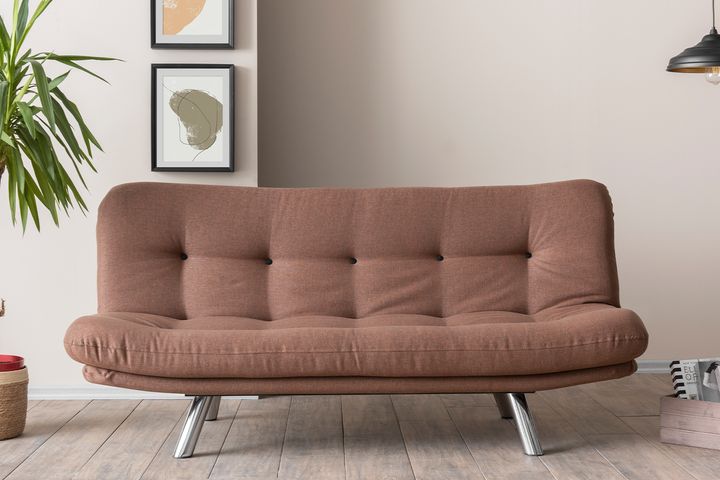 Pafu Hippo Linnen 3-Zitsbank Met Bed Functie, Lichtbruin