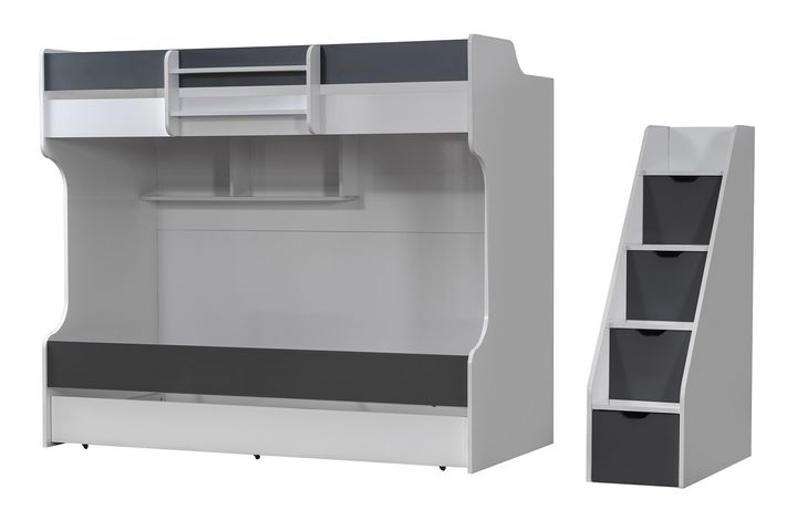 Scotia Stapelbed met Onderbed, 90x190 cm, Antraciet