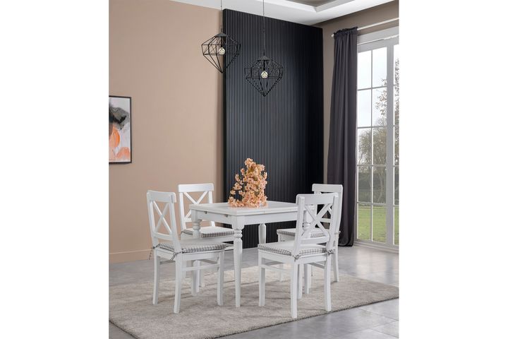 White Eettafelset, 70x80 cm, Grijs