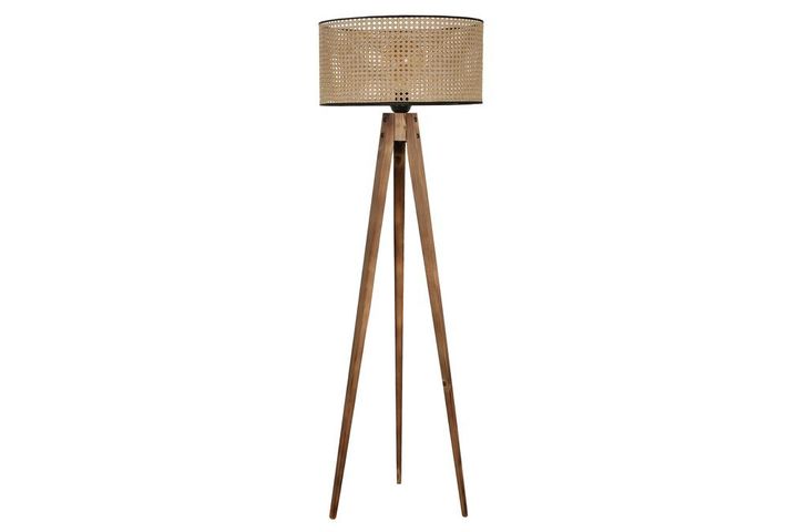 Juniper Rattan Vloerlamp met Driepoot, Beige