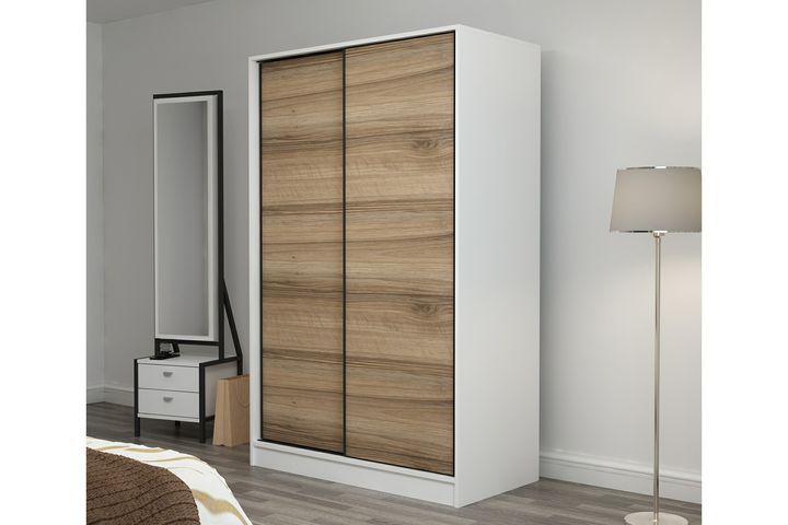 Medway Tideway Kledingkast met Schuifdeuren, 210 cm, Walnoot en Wit