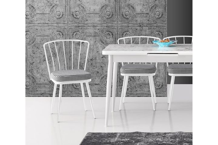 Mond Stoel met Pied-De-Poule Patroon, Wit