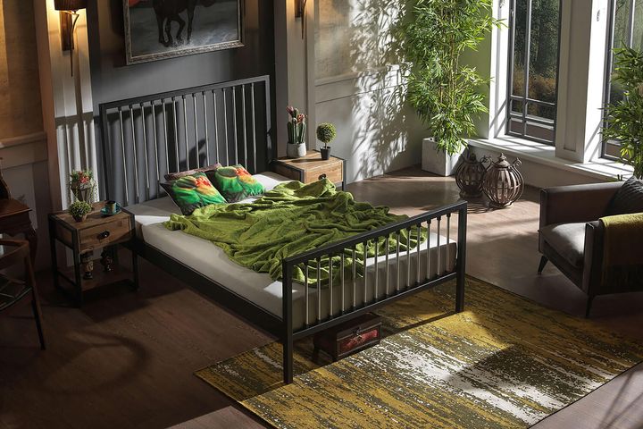 Breeze Metalen Bedframe, 180x200 cm, Zwart en Grijs
