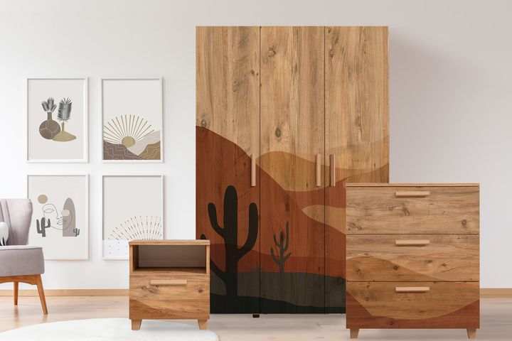 Leva Desert 3 Door Wardrobe, Walnut