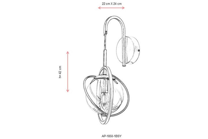 Avonni Quade Wandlamp, 22x24 cm, Zwart
