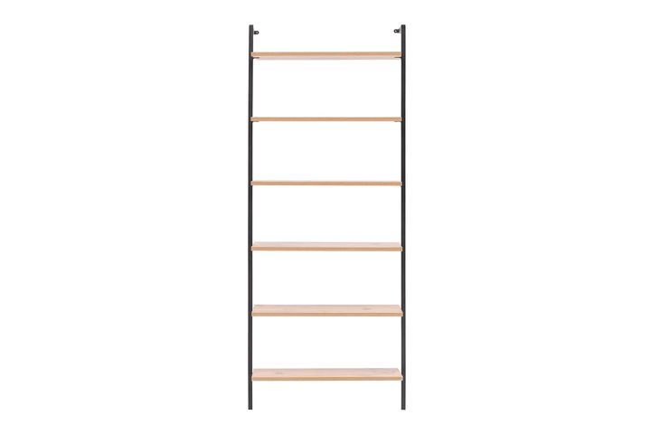 6 Tier Ladder Bookcase, 200 cm, Walnut & Black