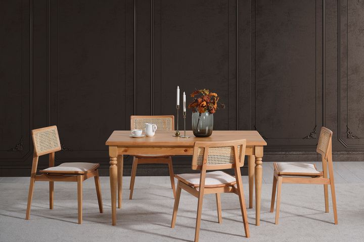 HERMES AHŞAP MASA TAKIMI, 140X80