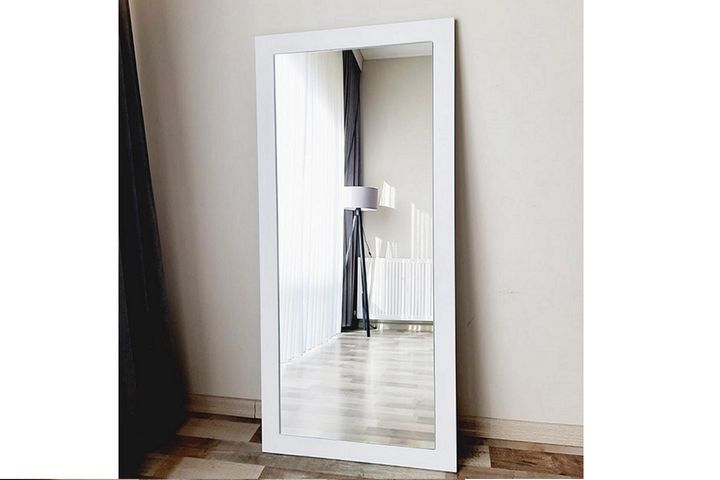 Wood Rechthoekige Staande Spiegel, 140x60 cm, Wit