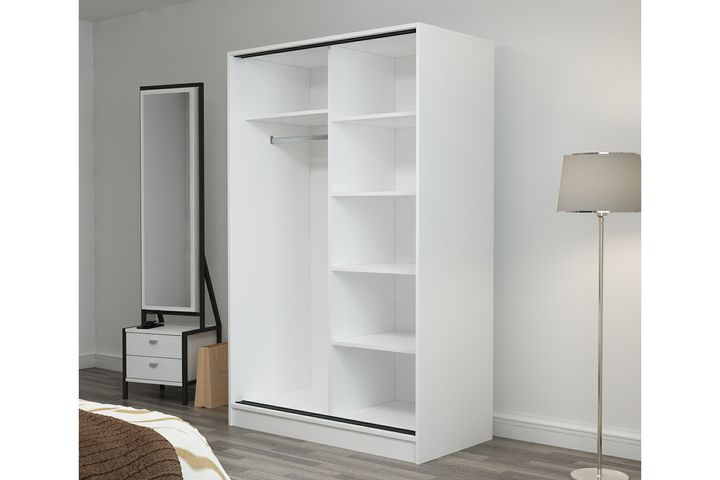 Medway Tideway Kledingkast met Schuifdeuren, 210 cm, Walnoot en Wit