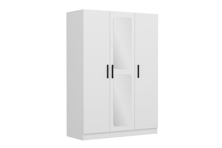 Medway Kledingkast met 3 Deuren, 2 Lades en Spiegel, Wit