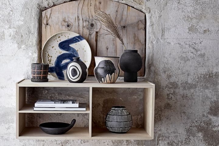 Warm Design Porter Terracotta Vaas 12 cm, Zwart en Wit