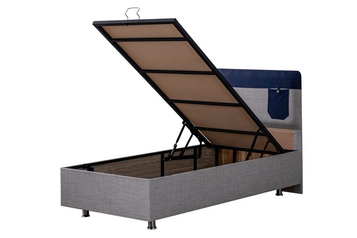 Happy Boxspringbed met Hoofdbord, 90x190 cm, Blauw