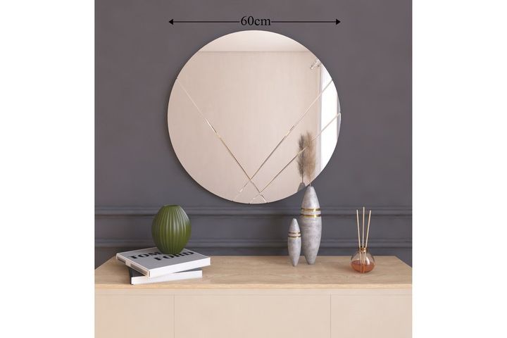 Mone Decoratieve Ronde Spiegel 60 cm, Wit