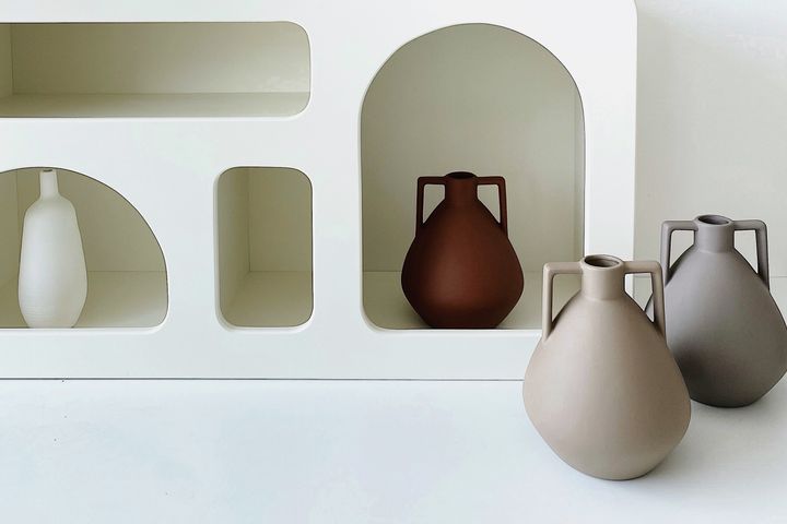 Tile Ceramic Vase, Beige
