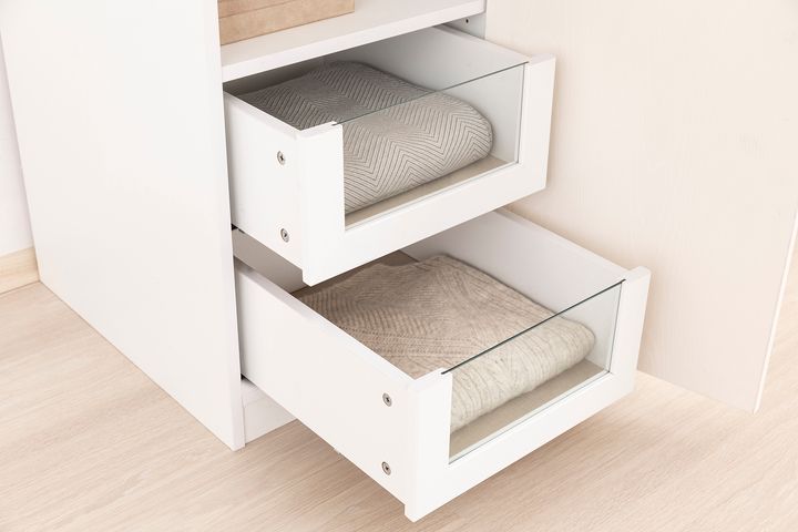 Luna Kledingkast, Glazen Lade, 45cm