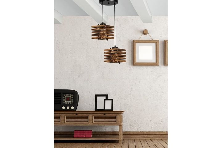 Cara Hanglamp met 2 Lampjes, Walnoot