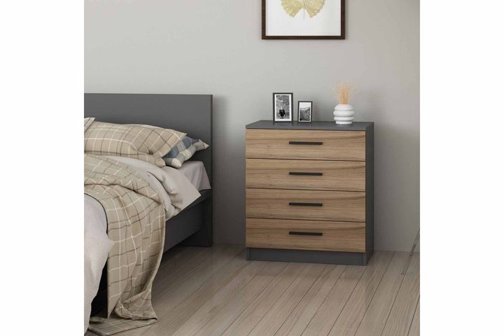 Tideway Ladekast met 4 Lades, Antraciet en Walnoot