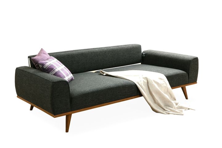 Merina 3-Sitzer Sofa aus Polyester, Rauchgrau