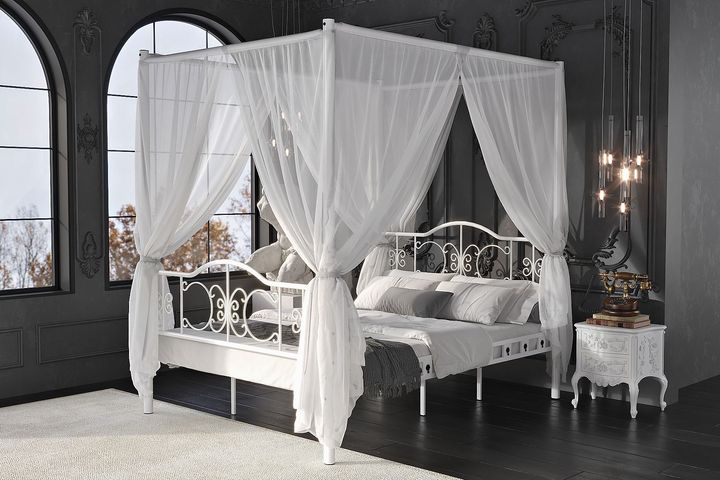 Pero Princess Metalen Bedframe met Klamboe, 140x200 cm
