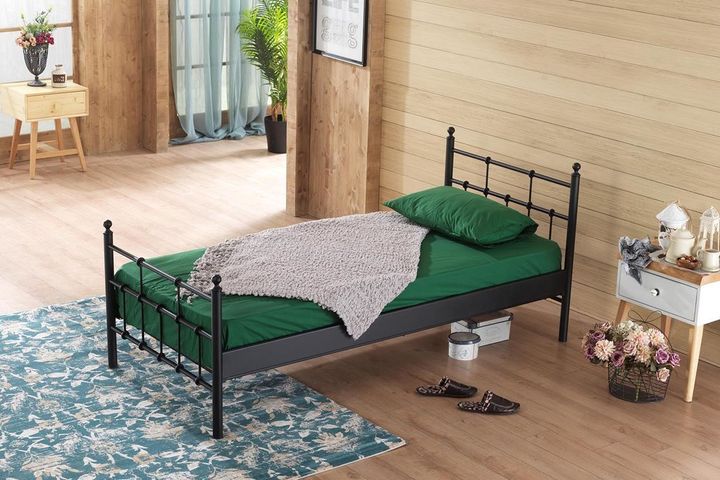 Lalas Metalen Bedframe, 90x200 cm, Zwart