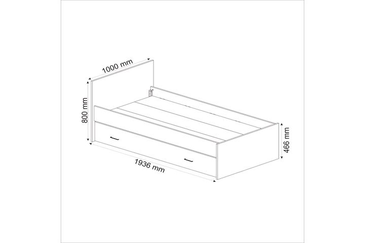 Arnetti Sofia Bedframe met Onderbed, 90x190 cm, Wit