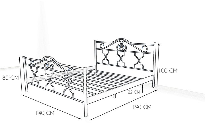 Gold Metalen Bedframe, 140x190 cm, Zwart