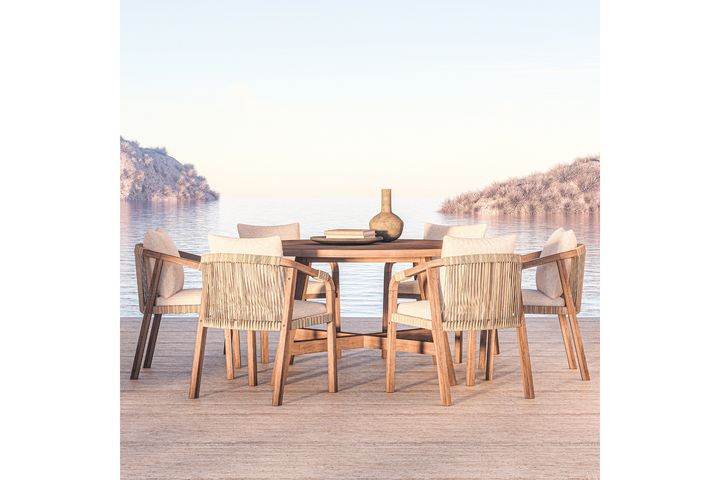 Monte Carlo Round Tuinset, 6 Zits, Creme