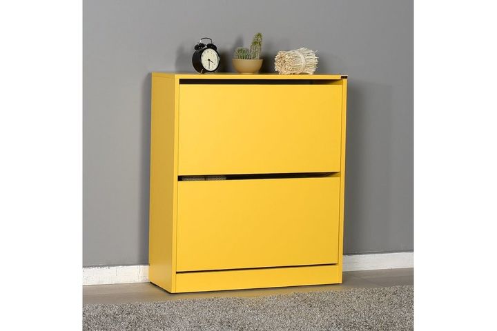 Adore Flat Duo 2-Tier Large Shoe Storage Cabinet, Yellow