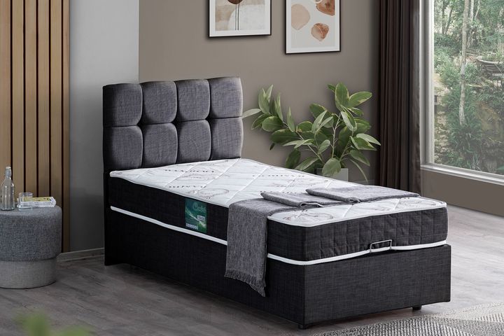 Paris Plus Boxspringbedset met Orthopedisch Matras, 150x200 cm, Antraciet