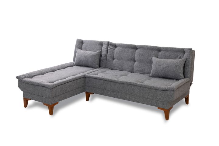 Kelly Hoekbank Links In Linnen Stof, Donkergrijze