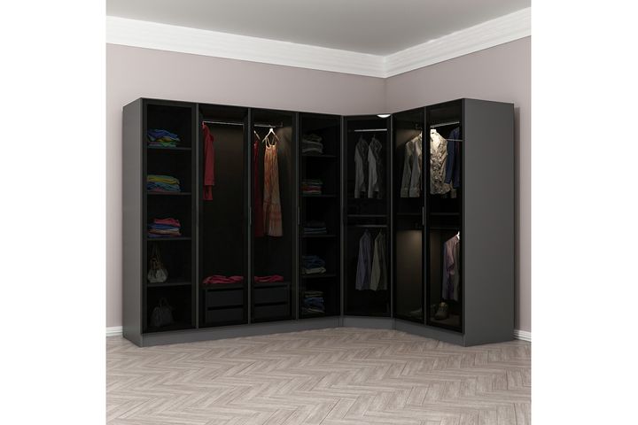 Medway Tideway Kledingkast met 7 Deuren, Antraciet en Zwart