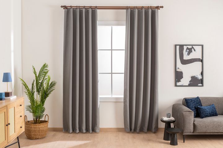 Haruna Blackout Curtain Pair, 220 x 250 cm, Grey