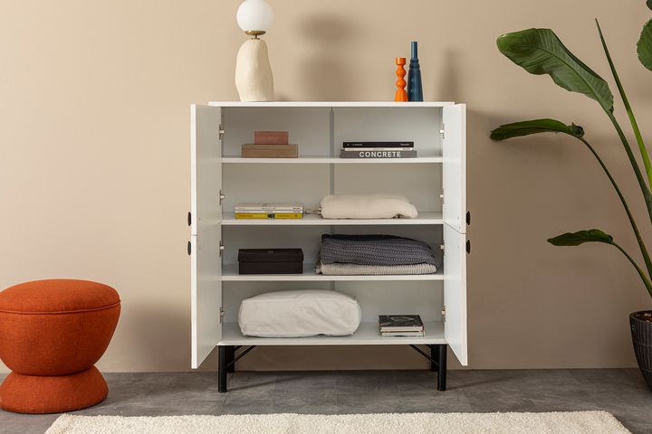 Sia Hallway Storage Cabinet, White & Multi