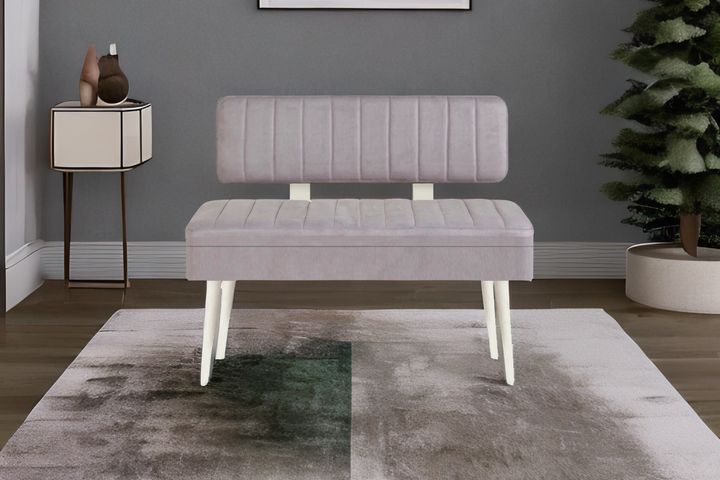 Vina Opbergbank Gestoffeerd, Wit & Lichtgrijs