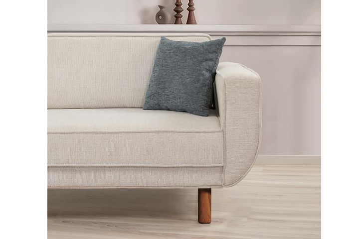 Larus 3-Zitsbank, Creme, Walnoot Poten