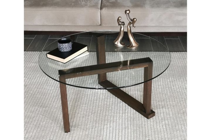 Dřevěný konferenční stolek se skleněnou deskou Neostyle Round